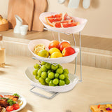 Maxbell Fruit Bowl for Kitchen Counter Serving Bowl with Metal Rack for Cake Dessert 3 Tier Silver Shelf