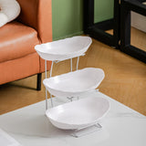 Maxbell Fruit Bowl for Kitchen Counter Serving Bowl with Metal Rack for Cake Dessert 3 Tier Silver Shelf