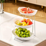 Maxbell Fruit Bowl for Kitchen Counter Serving Bowl with Metal Rack for Cake Dessert 3 Tier Silver Shelf