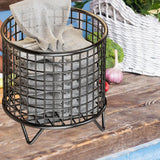 Maxbell Round Metal Wire Basket Sturdy Mesh Storage Bin for Home Laundry Room Toilet Black