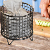 Maxbell Round Metal Wire Basket Sturdy Mesh Storage Bin for Home Laundry Room Toilet Black