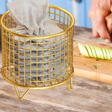Maxbell Round Metal Wire Basket Sturdy Mesh Storage Bin for Home Laundry Room Toilet Gold