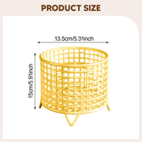 Maxbell Round Metal Wire Basket Sturdy Mesh Storage Bin for Home Laundry Room Toilet Gold
