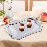Maxbell Serving Tray Decor Stainless Steel Ornament for Holiday Home Kitchen Parties Silver