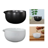 Maxbell Ceramic Matcha Bowl Decorative with Spout for Whisking Matcha Family Friends Black