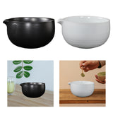 Maxbell Ceramic Matcha Bowl Decorative with Spout for Whisking Matcha Family Friends Black