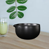 Maxbell Ceramic Matcha Bowl Decorative with Spout for Whisking Matcha Family Friends Black