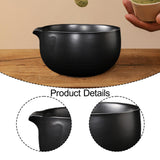 Maxbell Ceramic Matcha Bowl Decorative with Spout for Whisking Matcha Family Friends Black