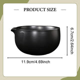Maxbell Ceramic Matcha Bowl Decorative with Spout for Whisking Matcha Family Friends Black