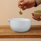 Maxbell Ceramic Matcha Bowl Decorative with Spout for Whisking Matcha Family Friends White