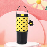 Maxbell Insulated Water Bottle Portable Drink Water Cup for Smoothie Coffee Beverage Black Yellow