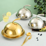 Maxbell Stainless Steel Food Dome Cover Dust Cover for Indoor Outdoor Birthday Party Gold Inner Dia25cm