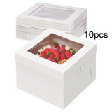 Maxbell 10 Pieces White Card Cake Boxes Packaging Boxes for Holiday Picnic Cake Shop