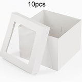 Maxbell 10 Pieces White Card Cake Boxes Packaging Boxes for Holiday Picnic Cake Shop