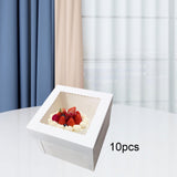Maxbell 10 Pieces White Card Cake Boxes Packaging Boxes for Holiday Picnic Cake Shop