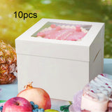 Maxbell 10 Pieces White Card Cake Boxes Packaging Boxes for Holiday Picnic Cake Shop