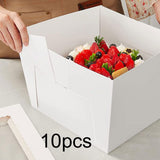 Maxbell 10 Pieces White Card Cake Boxes Packaging Boxes for Holiday Picnic Cake Shop