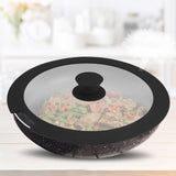 Maxbell Pot Lid Glass Cover Cookware Part Kitchen Pan Cover for Frying Pans Pots Wok Black L
