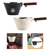 Maxbell 0.1 L Stainless Steel Coffee Extraction Cup Wide Mouth Accessory Wood Handle Black