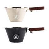 Maxbell 0.1 L Stainless Steel Coffee Extraction Cup Wide Mouth Accessory Wood Handle Black