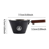 Maxbell 0.1 L Stainless Steel Coffee Extraction Cup Wide Mouth Accessory Wood Handle Black