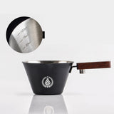 Maxbell 0.1 L Stainless Steel Coffee Extraction Cup Wide Mouth Accessory Wood Handle Black