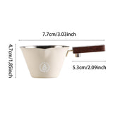 Maxbell 0.1 L Stainless Steel Coffee Extraction Cup Wide Mouth Accessory Wood Handle Beige