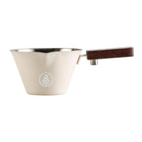 Maxbell 0.1 L Stainless Steel Coffee Extraction Cup Wide Mouth Accessory Wood Handle Beige