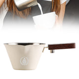 Maxbell 0.1 L Stainless Steel Coffee Extraction Cup Wide Mouth Accessory Wood Handle Beige