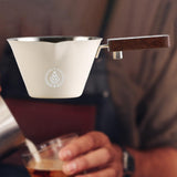 Maxbell 0.1 L Stainless Steel Coffee Extraction Cup Wide Mouth Accessory Wood Handle Beige