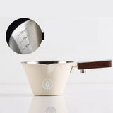 Maxbell 0.1 L Stainless Steel Coffee Extraction Cup Wide Mouth Accessory Wood Handle Beige