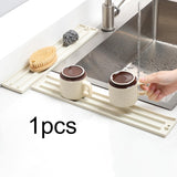 Maxbell Silicone Pot Lid Storage Flexible Portable Effective Water Drainage Non Slip Beige White