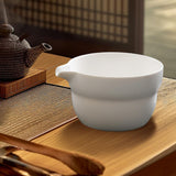 Maxbell Traditional Matcha Bowl with Pouring Spout for Tea Room Restaurant Beginners White
