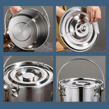 Maxbell Stainless Steel Sealed Bucket Kitchen Cookware Storage Bucket for Hotel Home 20 cmx20 cm
