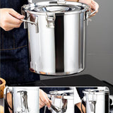 Maxbell Stainless Steel Sealed Bucket Kitchen Cookware Storage Bucket for Hotel Home 20 cmx20 cm