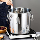 Maxbell Stainless Steel Sealed Bucket Kitchen Cookware Storage Bucket for Hotel Home 20 cmx20 cm