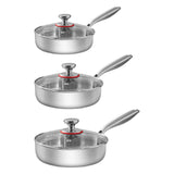 Maxbell Frying Pan Versatile with Handle Stainless Steel for Home Restaurant Kitchen Diameter 20 cm