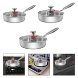 Maxbell Frying Pan Versatile with Handle Stainless Steel for Home Restaurant Kitchen Diameter 20 cm