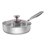 Maxbell Frying Pan Versatile with Handle Stainless Steel for Home Restaurant Kitchen Diameter 20 cm