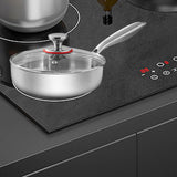 Maxbell Frying Pan Versatile with Handle Stainless Steel for Home Restaurant Kitchen Diameter 20 cm