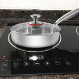 Maxbell Frying Pan Versatile with Handle Stainless Steel for Home Restaurant Kitchen Diameter 20 cm