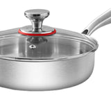 Maxbell Frying Pan Versatile with Handle Stainless Steel for Home Restaurant Kitchen Diameter 24 cm