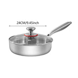Maxbell Frying Pan Versatile with Handle Stainless Steel for Home Restaurant Kitchen Diameter 24 cm