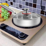 Maxbell Frying Pan Versatile with Handle Stainless Steel for Home Restaurant Kitchen Diameter 24 cm