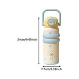 Maxbell Insulated Water Bottle with Handle Cartoon Tumbler for Work Traveling Sports Yellow