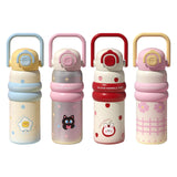 Maxbell Insulated Water Bottle with Handle Cartoon Tumbler for Work Traveling Sports Yellow