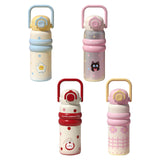 Maxbell Insulated Water Bottle with Handle Cartoon Tumbler for Work Traveling Sports Yellow