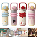 Maxbell Insulated Water Bottle with Handle Cartoon Tumbler for Work Traveling Sports Yellow