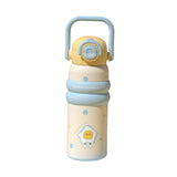 Maxbell Insulated Water Bottle with Handle Cartoon Tumbler for Work Traveling Sports Yellow