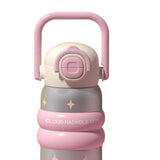 Maxbell Insulated Water Bottle with Handle Cartoon Tumbler for Work Traveling Sports Pink
